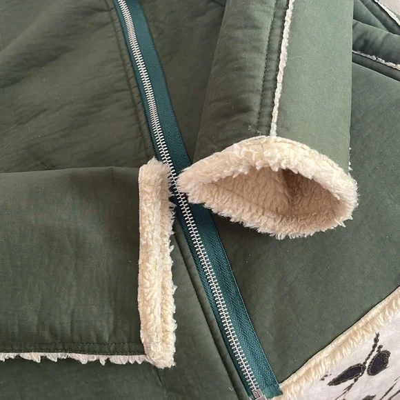 Quin green faux Shearling Moro bomber jacket, size S